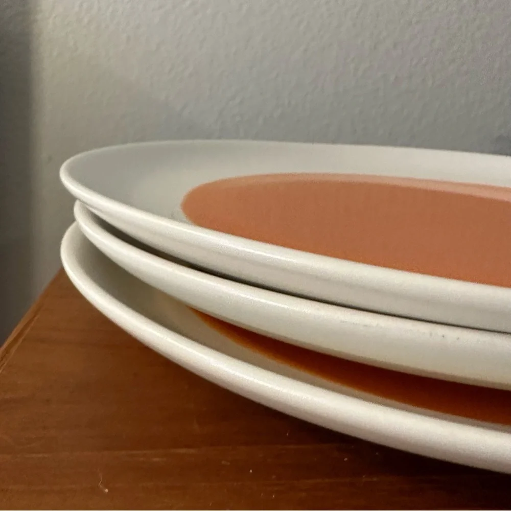 3 Crate & Barrel CBL175 Orange Center White Border 8 1/4